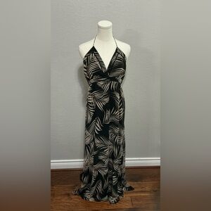 White House Black Market Black and Cream Patterned Maxi Dress